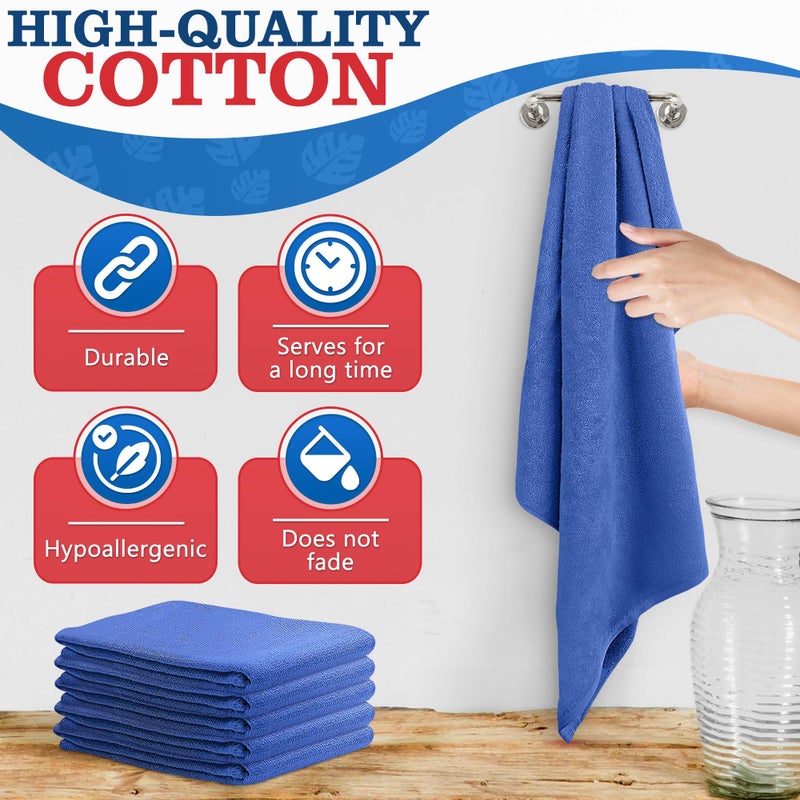 Reluen Huck Towels -12 Pack 24"x16.5" Cotton Blue Shop Towels - Large Cotton Rags for Cleaning, Reusable Cloths for Kitchen, Bar, Garage, Housekeeping | Absorbent Cleaning Cloths for Wiping & Polishing - Image 3